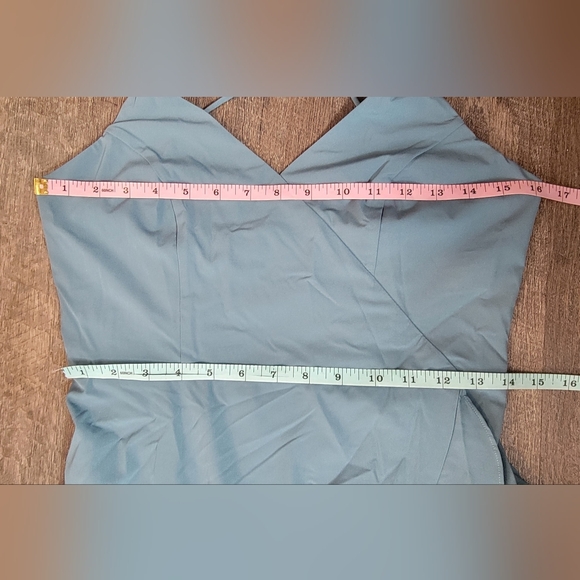 HALARA Breezeful Lace Up Ruffle Hem Maxi Dress Women's S Stone Blue Sleevless - Picture 9 of 12